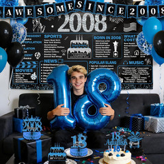 18Th Birthday Decorations for Boys, Blue & Black Happy 18Th Birthday Decorations