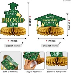 , Green, Black and Gold Graduation Centerpieces 2026 – Pack of 12 | Graduation C