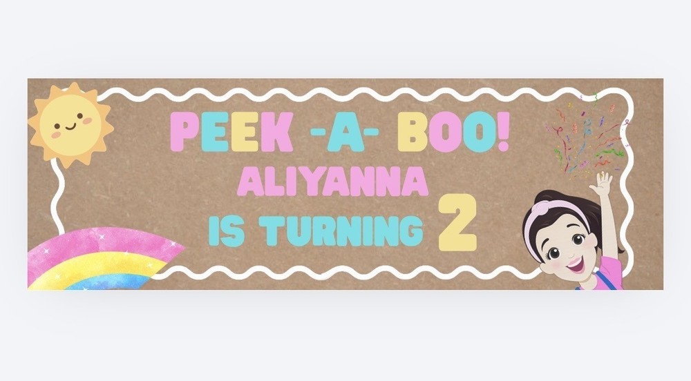 Ms Rachel custom party banner. Peak-a-boo Personalized 16×48