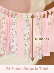 Pink Floral Tsaasel Garland for Wedding Spring Tea Party Haning Chiffon Tasse…