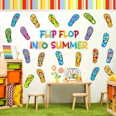75 Pcs Summer Bulletin Board Decorations May Flip Flop Beach Hawaiian Theme Cuto