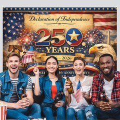 America 250 Anniversary Photo Backdrop Patriotic Banner 4th of July Colorful