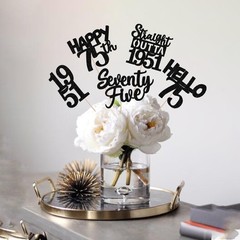 15 PCS 75th Birthday Centerpiece Sticks Straight Outta 1951 Black Floral