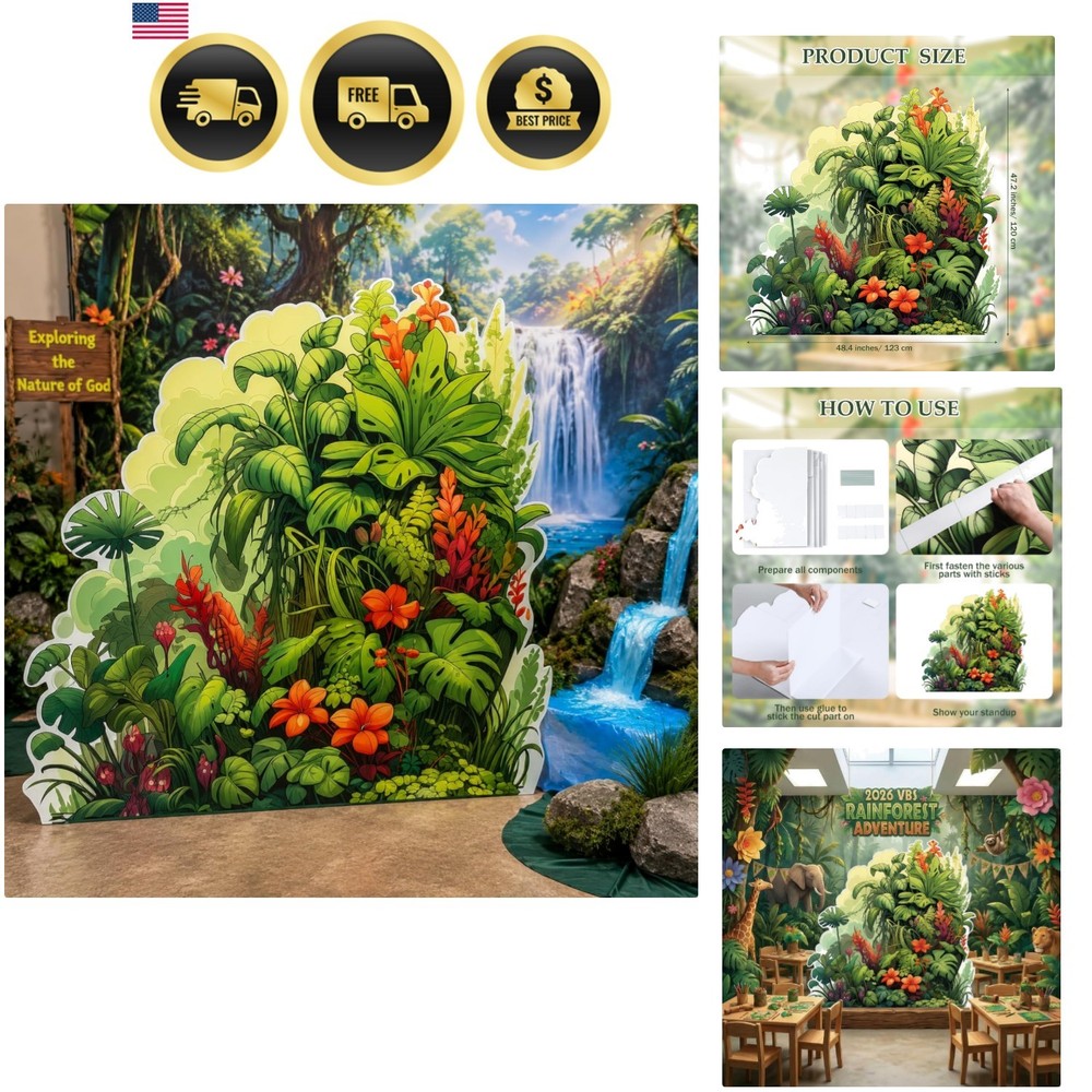 VBS 2026 47.2 x 48.4 Inch Large Rainforest Theme Party Decoration Vacation Bi…