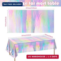 OHOME 4 Pack Iridescence Plastic Tablecloths Disposable Galentines Day Decoratio
