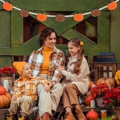 DAZONGE Fall Decor, Fall Decorations for Home, Felt Pumpkin Garland and Wood