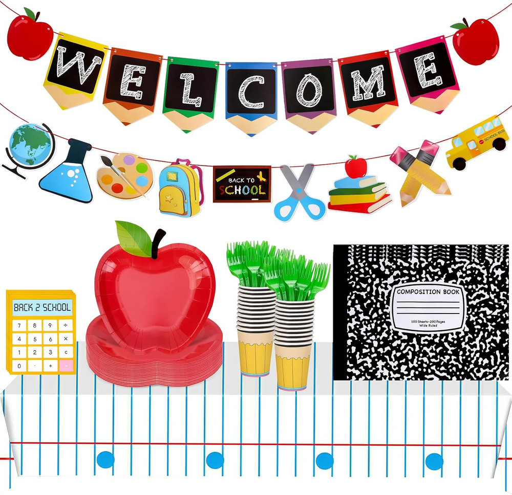 171 Pcs Back to School Decorations Party Supplies for Classroom, 9″ Plates | Ser