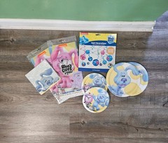 Vintage Blues Clues B-Day Party Decorations Plates,swirls,Table Cloths,Napkins