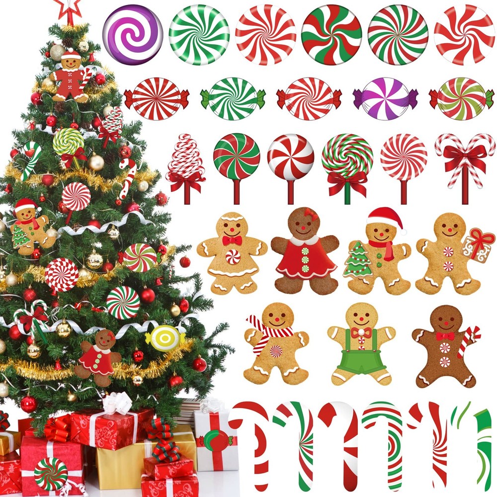 Christmas Peppermint Cutouts Gingerbread Lollipop Candy Cane Wall Decor 60 PCS