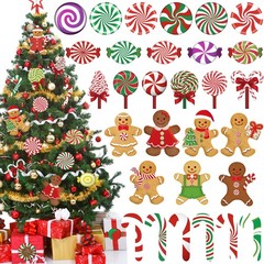 Christmas Peppermint Cutouts Gingerbread Lollipop Candy Cane Wall Decor 60 PCS