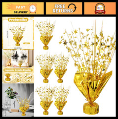 6 Pcs Gold Metallic Star Table Decorations – Foil Spray Centerpieces for Parties