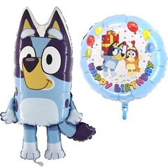 ® 2 Pack Bluey Balloons – Round Happy Balloon 45.7cm (18″) & Large Bluey Shap…