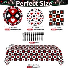 81Pcs Casino Party Decorations – Poker Party Tableware Set Includes Poker Themed