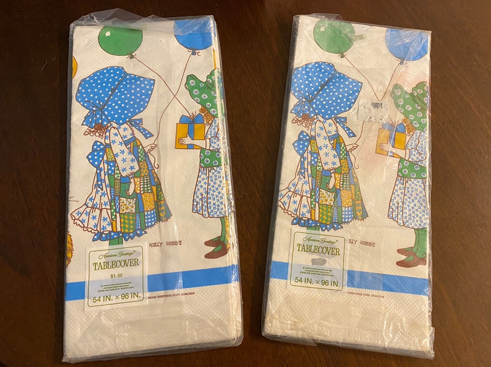 Two New Vtg 1973 Holly Hobbie Tablecover Paper Tablecloths American Greetings