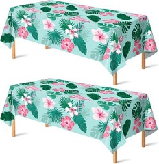 Stylish Hawaiian Themed Tablecloths (2 Pack) – 52 x 87 Inches, Easy Cleanup