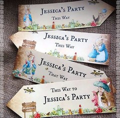 4 Personalised Rabbits and Woodland Characters Party Decoration Arrows