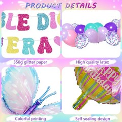Pink and Purple 10th Decorations for Girl, 10 Year Old Girl Decorations Set w…
