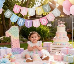 Felt Macaron Pastel Colorful Happy Birthday Banner Birthday Decorations for W…