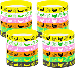 24PCS Banana Rubber Bracelets Silicones Wristbands Fruit Party Themed Birthday P