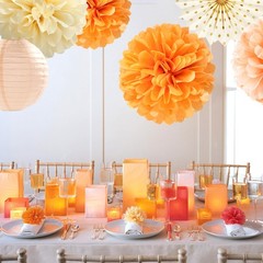 Beige-Orange Peach Fall Party-Decorations -Lanterns- 14pcs Autumn Thanksgivin…