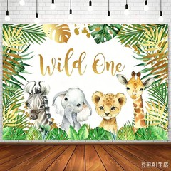 Forest Animals Wild One Backdrop Party Decor Photo Background Banner Studio
