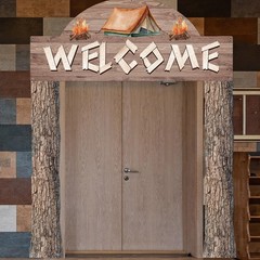 3 Pcs Camping Themed Party Decorations Banner Welcome Porch Sign with 1 Doubl…