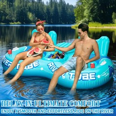 Pcs Inflatable River Tube Float 2 Person Heavy Duty Pool Float with Built in