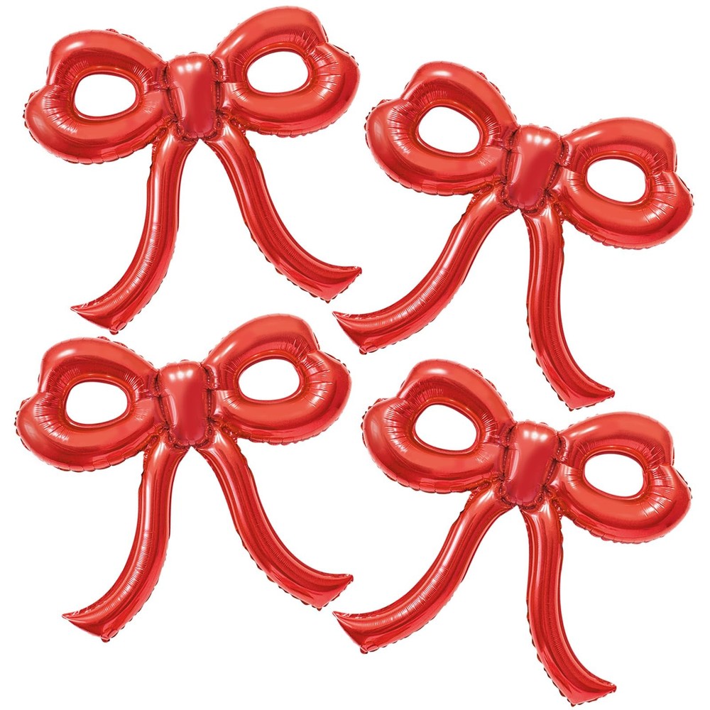 4 Pcs Red Bow Balloons Bow Party Decorations for Girl Women Red Bow Birthday …