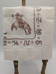 Cocktail Napkins Cowboy Bucking Bronco Long Horn Steer Head Branding Iron Vtg