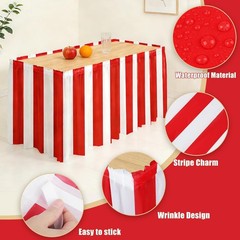2 Packs Red and White Striped Table Skirt Circus Table Skirt Carnival Theme