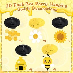 Bee Themed Party Decor, Hanging Foil Streamers, 20Pcs, Yellow