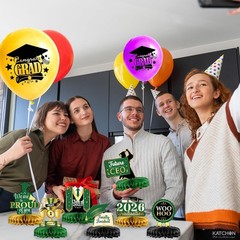, Green, Black and Gold Graduation Centerpieces 2026 – Pack of 12 | Graduation C