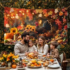 KatchOn, Turkey Thanksgiving Banner Backdrop – Xtralarge, 72×44 Inch | Thanks…