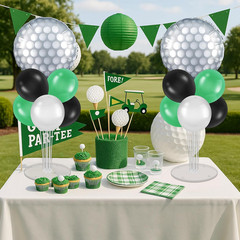 Golf Party Balloons Stand Kit 2 Sets Silver Green Black White Balloons Centerpie