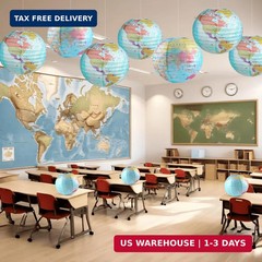 10 Pieces World Map Paper Lanterns 10 Inch Paper Globes Lanterns Map Classroom L