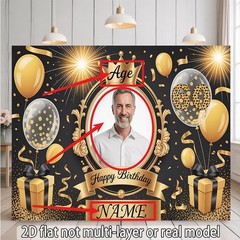 1x Milestone Birthday Personalized Name Age Banner for 60 70 80 90 100 Birthday♪
