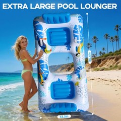 2 Person Inflatable Pool Float Adult,87” x 44” Extra Large Inflatable Tanning…