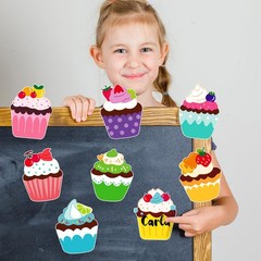40 PCS Colorful Cupcake Paper Cutouts Name Tags Birthday Classroom Decor
