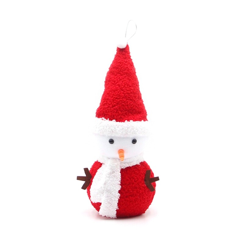 Christmas Ornament Plush Snowman for Doll with Scarf and Hat Miniature Figurine