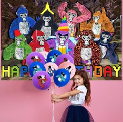 Gorilla Tag Birthday Decor Party Supplies Plate Balloon Cake Topper Banner 5x3ft