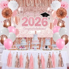 Pink Graduation Decorations Class of 2026, Rose Gold 2026 [‘Pink’]