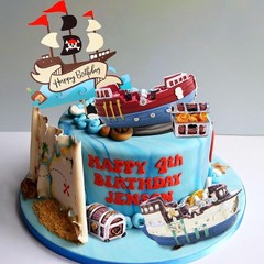 Pirate Ship Cake Topper Nautical Sailboat Model Decoration Set Gold Coins and…