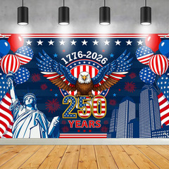250 Years America Anniversary Backdrop Banner 48X71 Inch, 1776-2026 Semiquincent