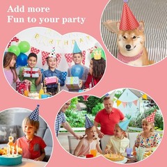 Adorable Pet Birthday Party Hat Set with 9 Cone Hats Pom Poms and 2 Paper Crowns