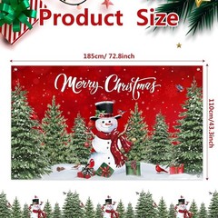 Christmas Backdrop Merry Christmas Banner Party Decoration Xmas Snowman