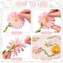 Daisy Flower Garland Banner, White, Pink, and Orange, Party Decoration with G…