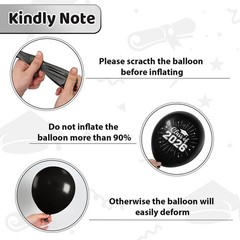 2026 Graduation Balloons Black White Silver Congrats Grad Party Decor 12 Inch