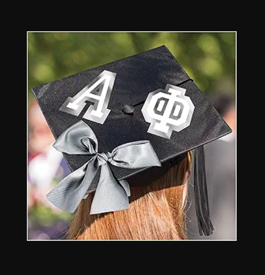 Amscan Greek Letters Graduation Cap Decorating Kit, One Size, Silver