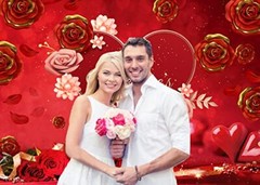 8x6ft Valentine’s Day Backdrop Beautiful Blossom Love Heart Valentine’s Day P…
