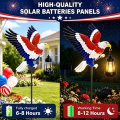 Patriotic Solar Eagle Stake Light – 29.9in Metal Lantern for Gardens & Patios